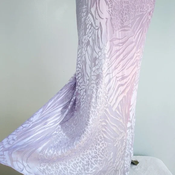 Elegant light pink lavender purple ombre silk maxi gown - Picture 12 of 16
